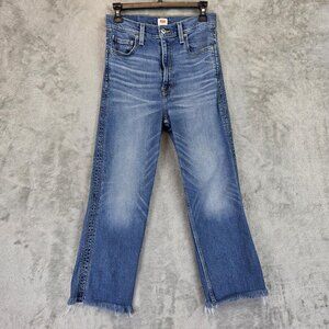 Levi's Jeans Womens 28 Blue Denim Cropped Straight Raw Hem Frayed Stretch Y6867